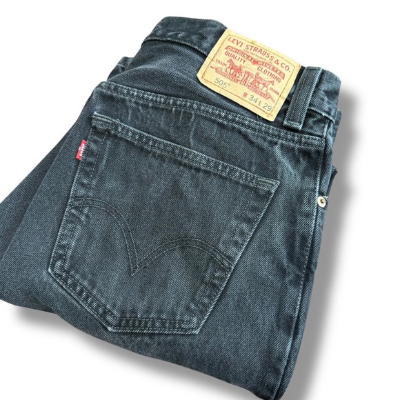 Levi Strauss & Co. 505 Regular Fit Jeans Men's W34 L29 Black Denim Pants - Picture 1 of 7